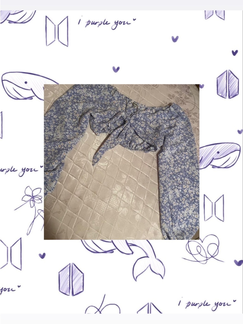 Blue Floral Tie-Front Crop Top